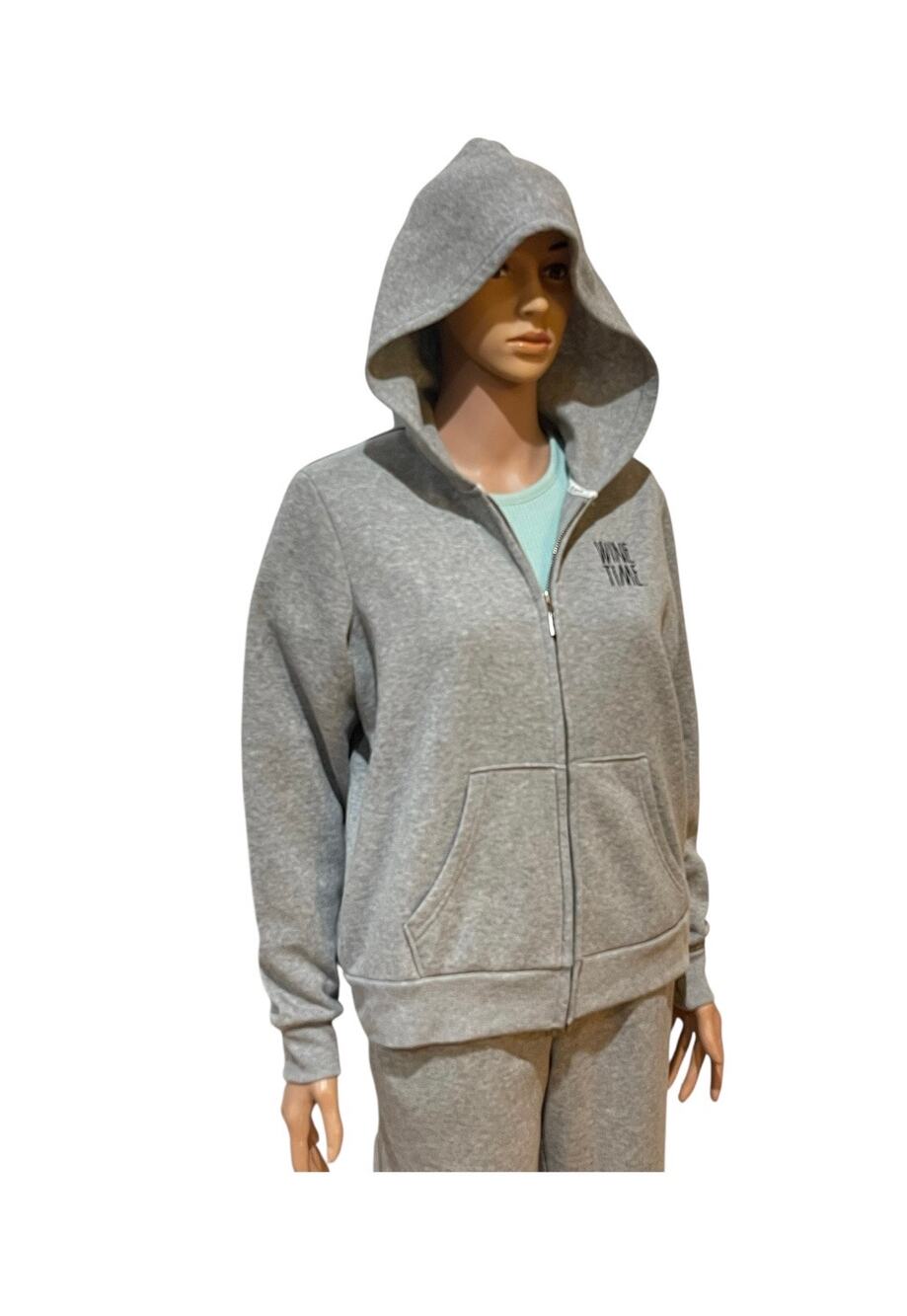 RAE DUNN Full Zipper Gray Hoodie Sweatshirt Medium